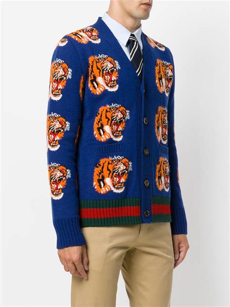 gucci tiger jacquard wool cardigan|gucci bengal tiger jacket.